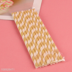 Factory Supply Striped Paper Straws Biodegradable Disposable Straws