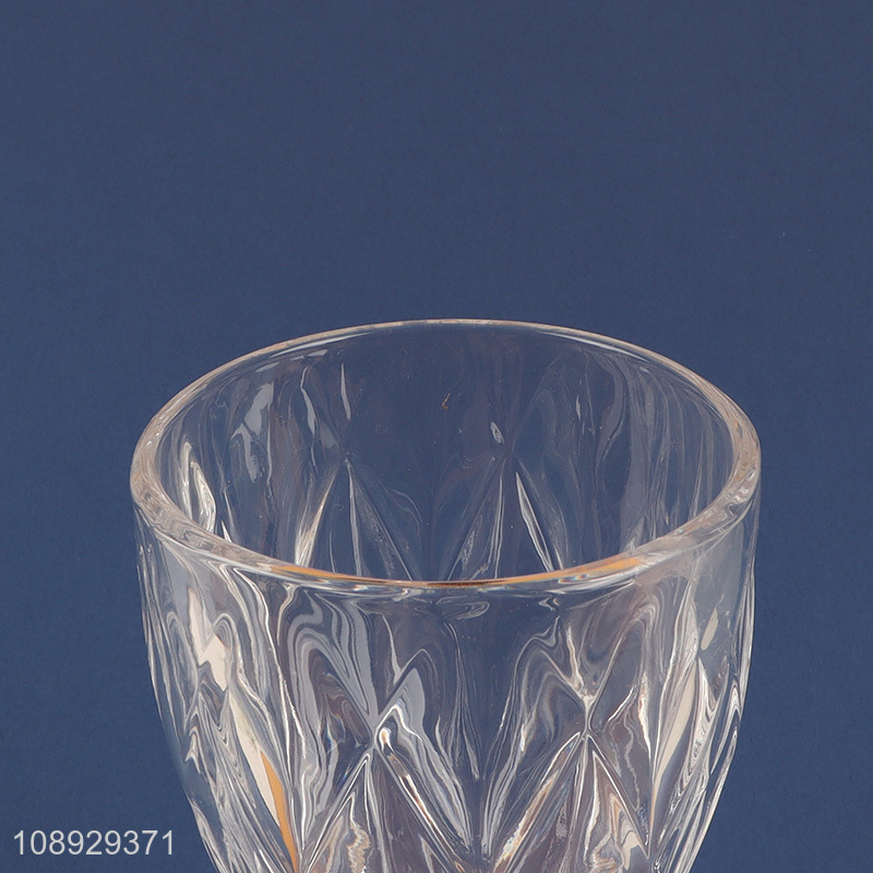 New arrival clear vintage embossed glass goblet footed wine glasses