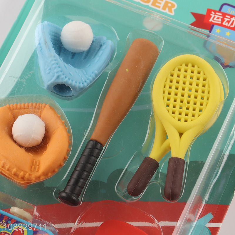 Yiwu market sports series students stationery eraser set for sale