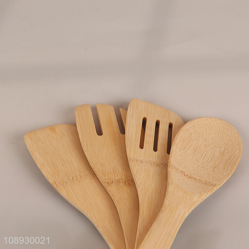 Wholesale Kitchen Utensils Set Bamboo Cooking Spoon Spatula with Holder