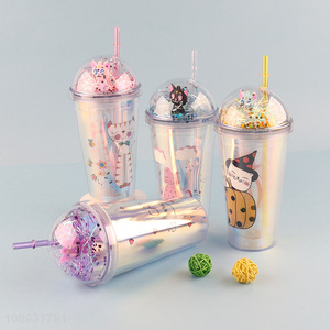 Factory price plastic straw water cup drinking cup with light