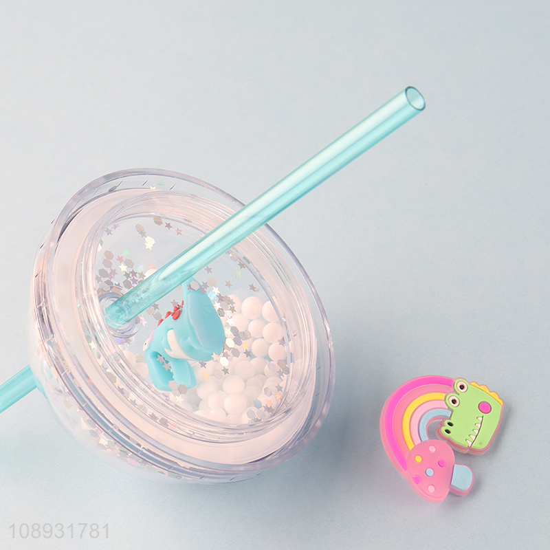 New product cartoon double-layer plastic straw water cup