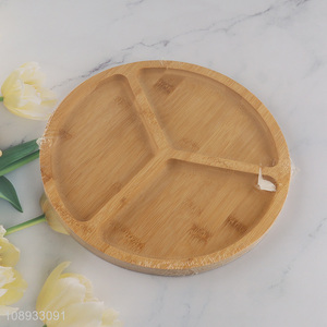 Hot selling 3compartment bamboo fruit plate snack plate