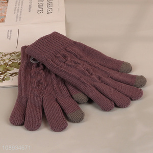 New arrival winter touch screen texting knit gloves for women