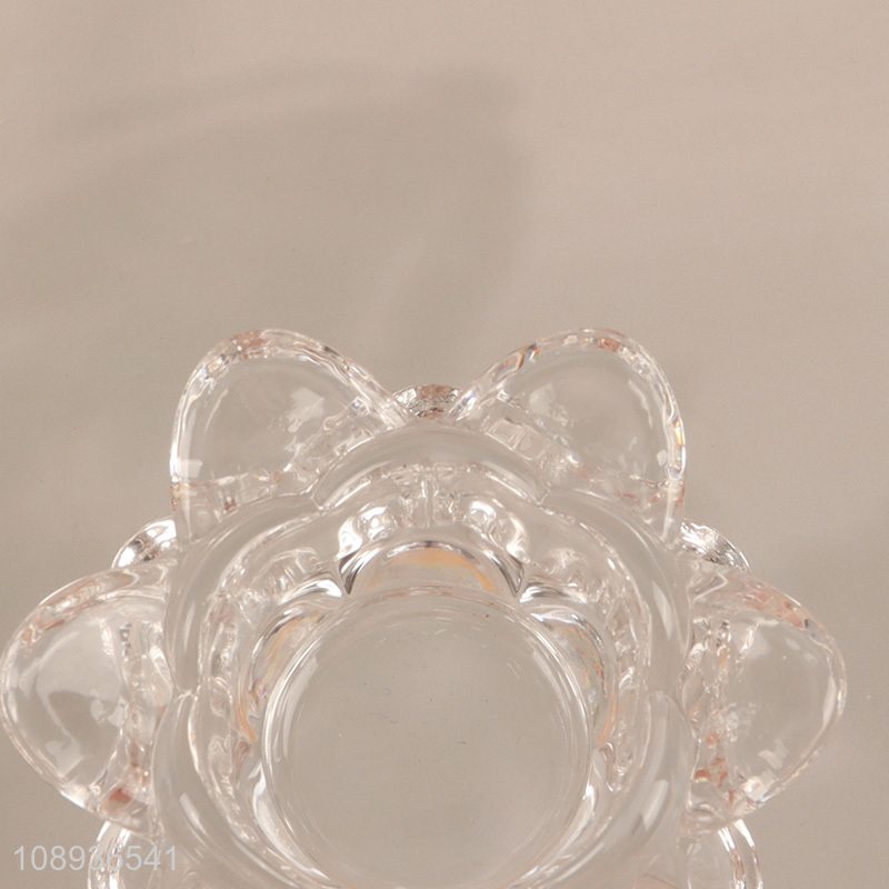 New Product Lotus Shape Glass Candle Holder for Table Centerpieces