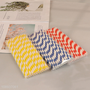 Hot Selling 25PCS Striped Paper Straws Biodegradable Disposable Straws