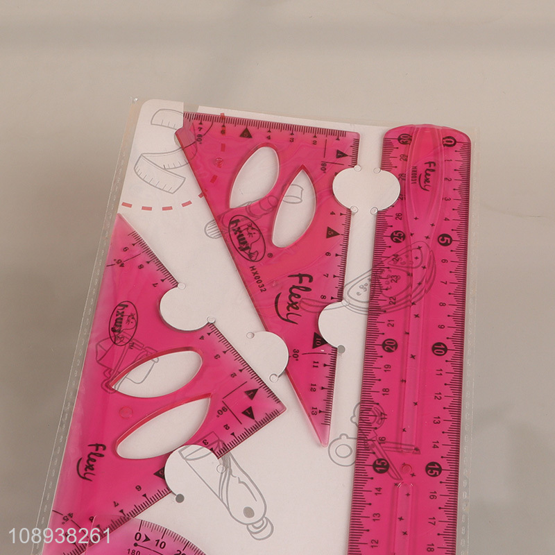 China Imports 4 Pieces Geometry Ruler Set Measuring Tool Classroom Set