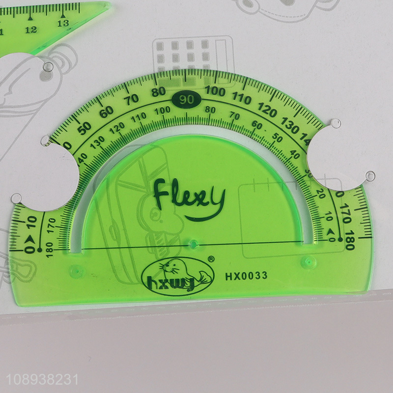 Factory Price 3 Pieces Plastic Protractor Ruler Math Set for School