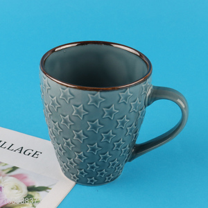 China supplier star pattern ceramic water cup with handle