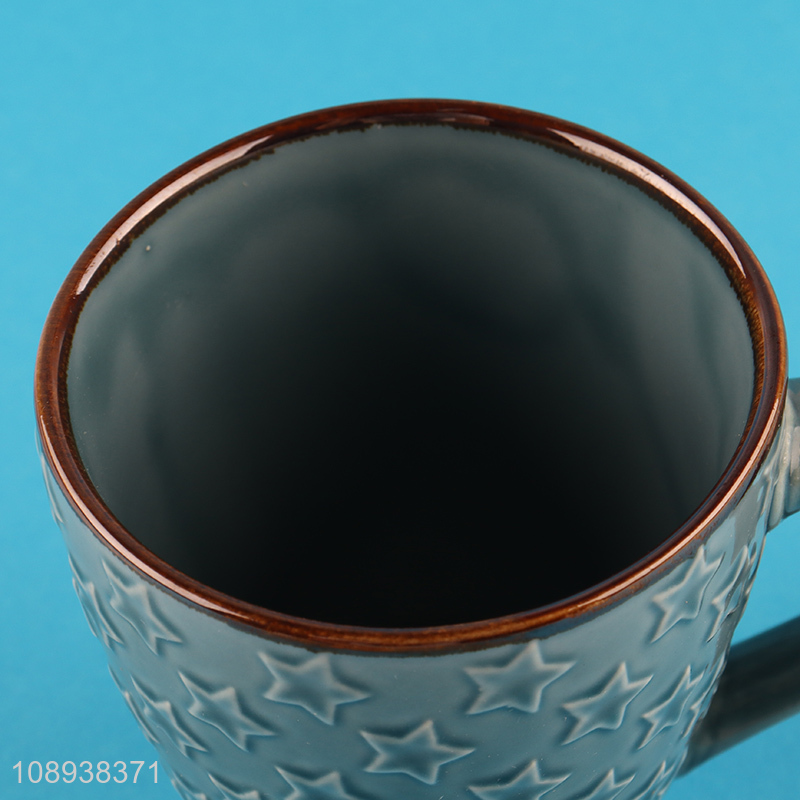 China supplier star pattern ceramic water cup with handle