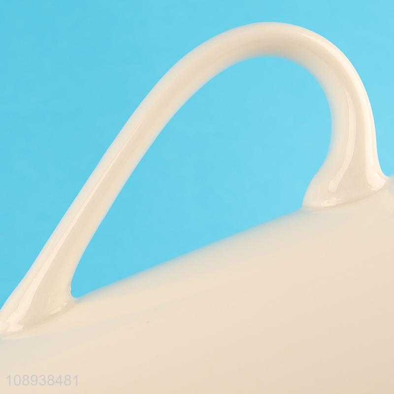 Top quality white ceramic water cup drinking cup with handle