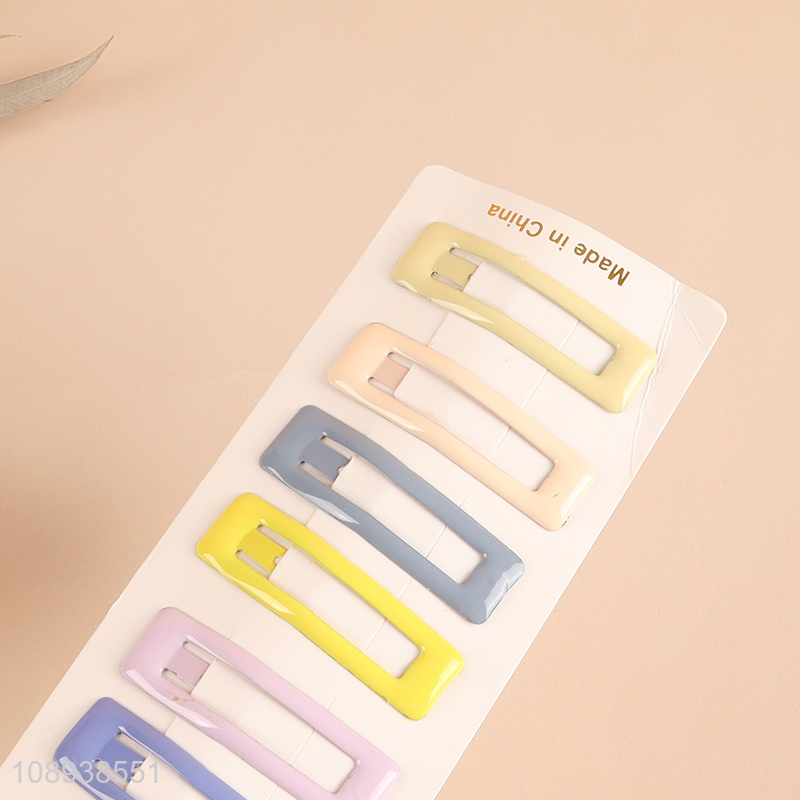 New Arrival 10PCS Rectangular Candy Colored Metal Snap Hair Clips