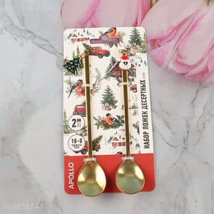 Top selling 2pcs christmas series stainless steel spoon set