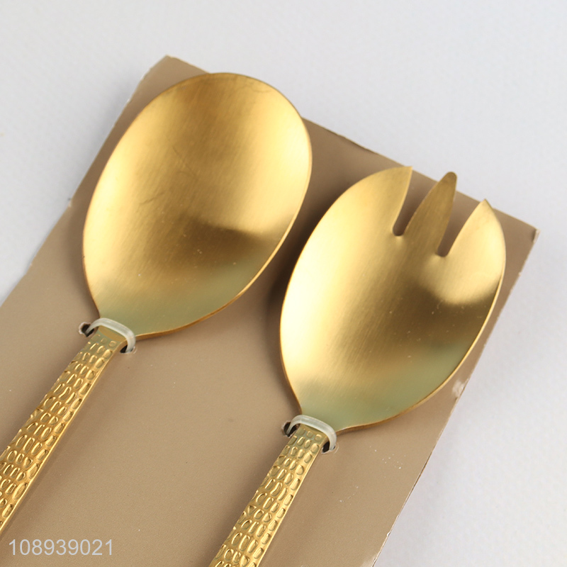 Most popular 2pcs golden tableware cutlery spoon set for sale