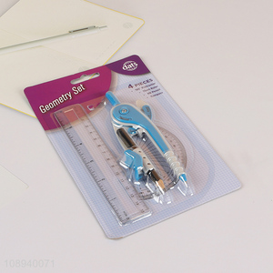 Wholesale 3PCS Math Geometry Set with Compass, Protractor & Straight Ruler