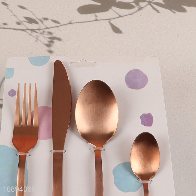 Wholesale 4PCS Matte Rose Gold Silverware Set Stainless Steel Cutlery Set