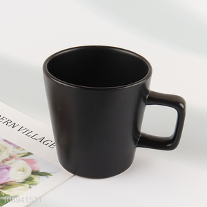 Low price black ceramic water cup drinking cup with handle