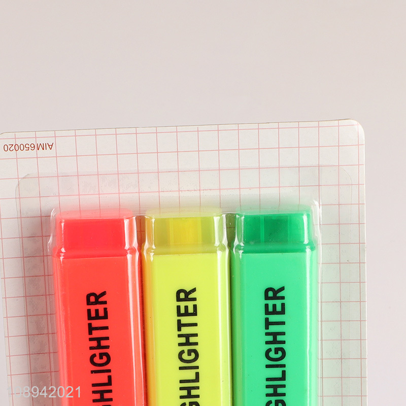 Hot Selling 3PCS Chisel Tip Highlighters Marker Pens for Students