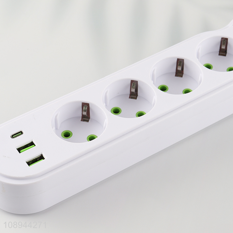 Factory Price EU Surge Protector Power Strip with 2 USB Charging Ports