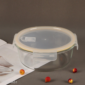 Best sale round leakproof glass food storage container with lid