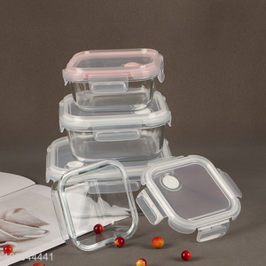 Hot selling square glass food crisper leakproof food storage container