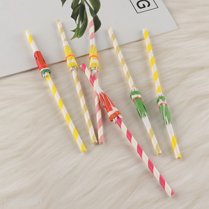 High Quality 6PCS <em>Umbrella</em> Drinking Straws Decorative Paper Straws