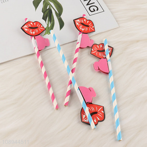 Factory Price 4PCS Paper Drinking Straws Red Lip Corktail Straws