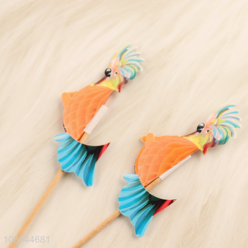 Factory Price 4PCS Parrot Corktail Picks Cupcake Toppers