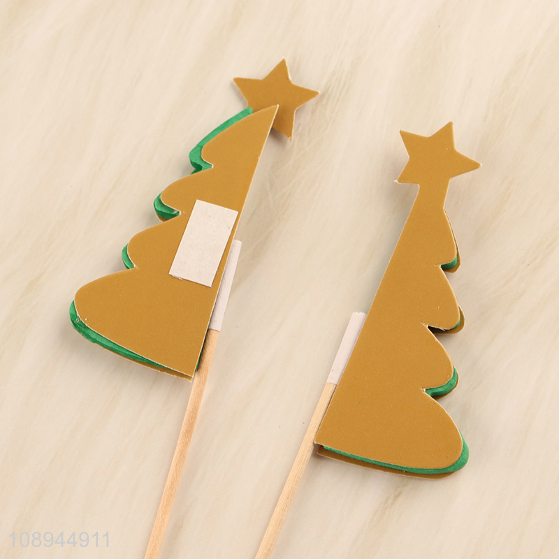 New Arrival 6PCS Christmas Tree Corktail Picks Fruit Toothpicks