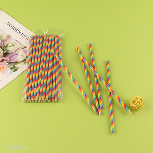 Factory Wholesale Durable Rainbow Color Paper Drinking Straws