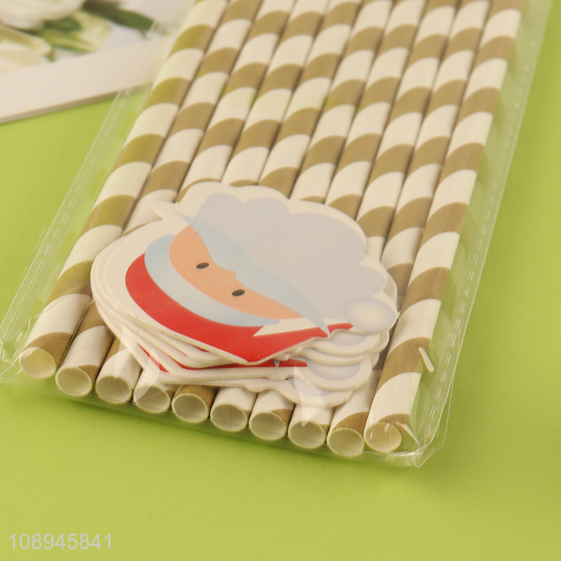 Good Quality Christmas Paper Straws Santa Claus Drinking Straws