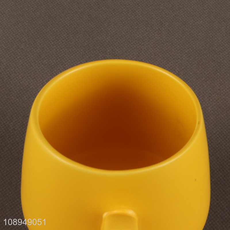 Top quality yellow ceramic water mug coffee cup with handle