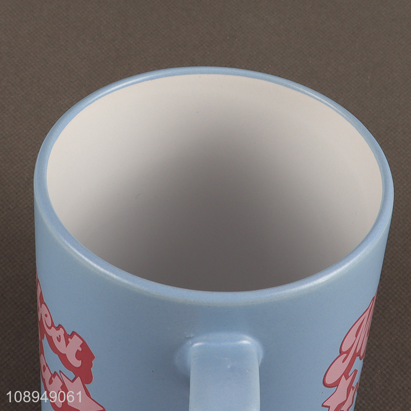 Good sale printed ceramic water cup drinking cup with handle