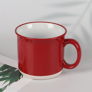 Best sale red ceramic water cup drinking cup with handle