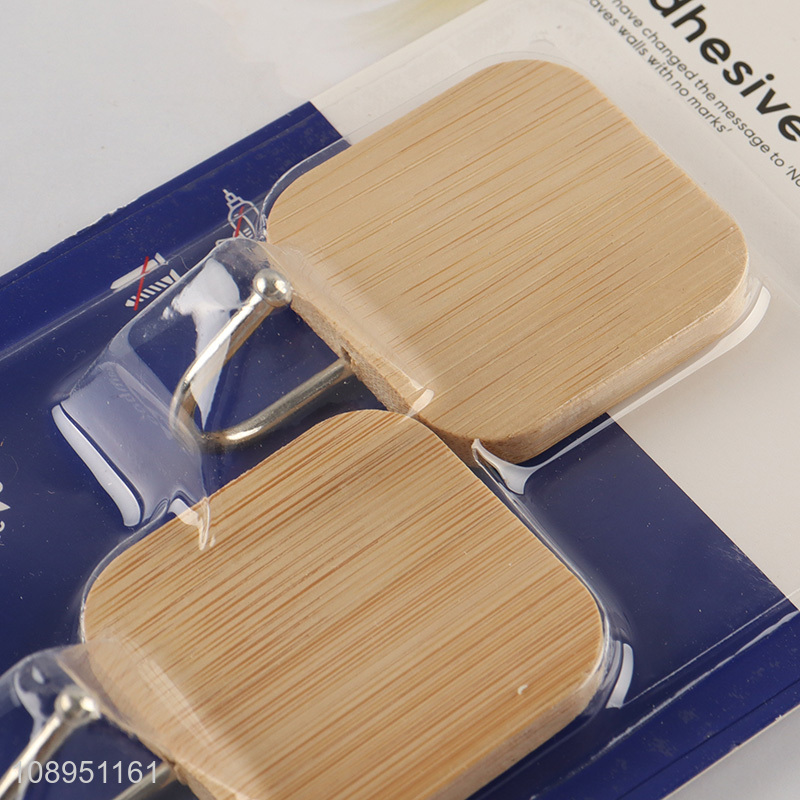 New Product 2PCS Square Bamboo Sticky Hooks for Hanging Keys Caps