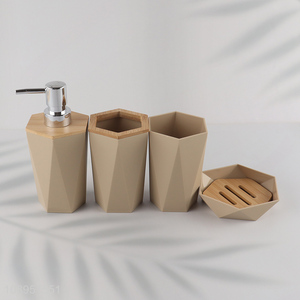 Good Quality 4PCS Plastic Bathroom Accessories Set with Toothbrush Holder