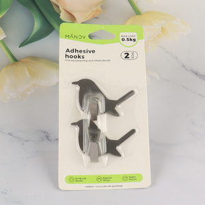 Factory Price 2PCS Bird Shaped Adhesive Wall Hooks Sticky Hooks for Hanging