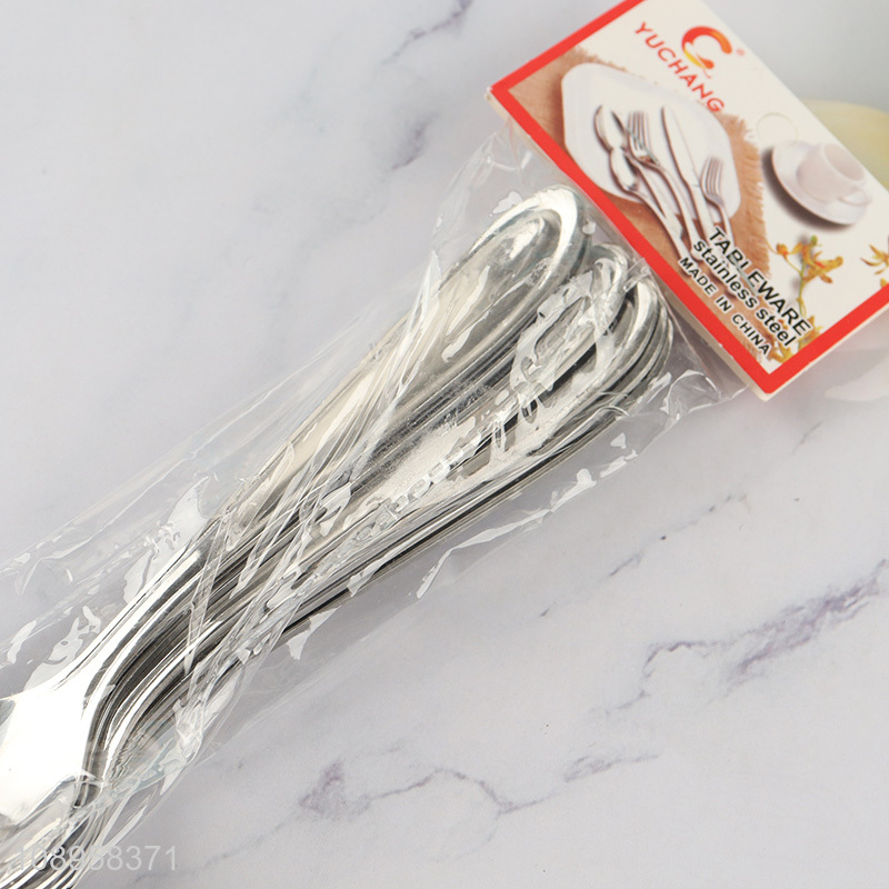 Hot Sale 6PCS Silver Stainless Steel Dinner Spoons Metal Table Spoons