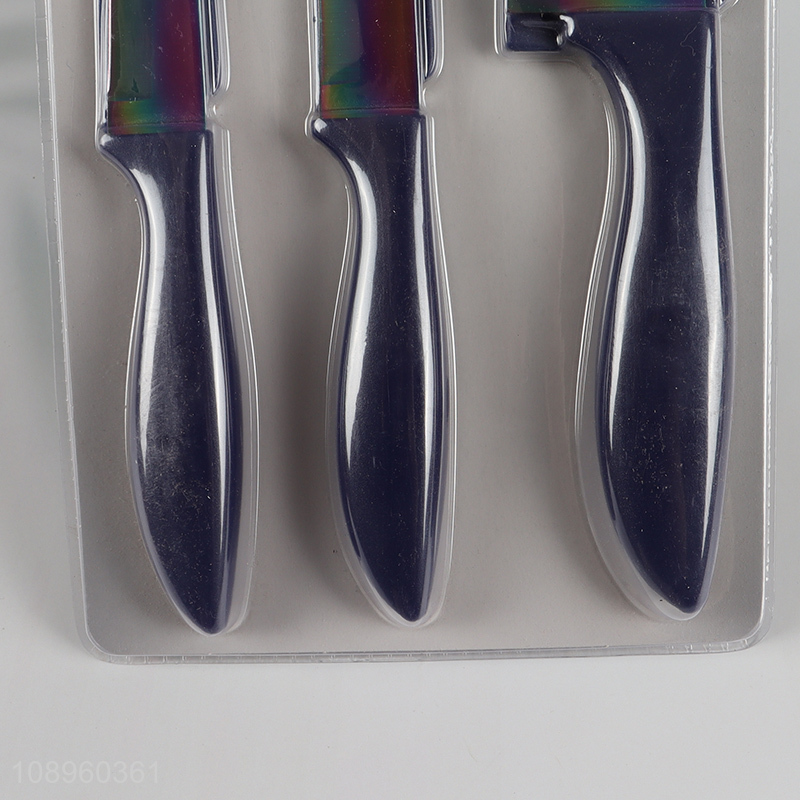 China factory 3pcs kitchen titanium knife set for home restaurant