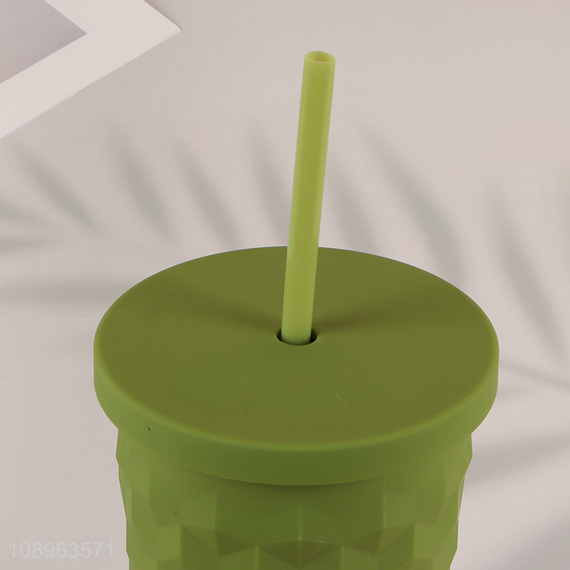 Good quality 680ml portable water cup with lid&straw