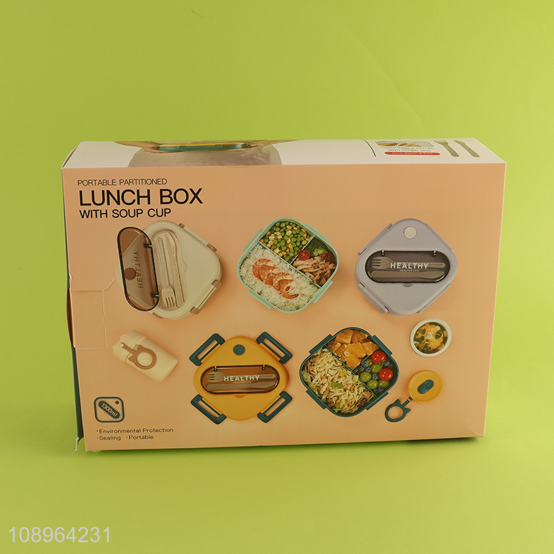 Wholesale BPA Free Plastic Bento Lunch Box and Soup Cup Set for Adults