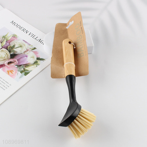 Wholesale Kitchen Cleaning Brush Dish Scrub Brush with Bamboo Holder