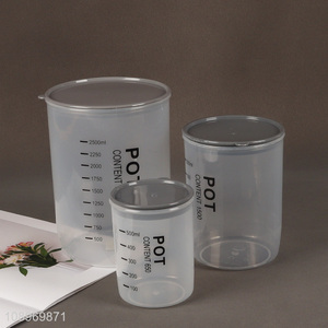 Top selling 3pcs clear plastic food container sealed storage jar