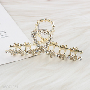 Hot Selling Metal Flower Rhinestone Hair Claw Clips for Thick Hair