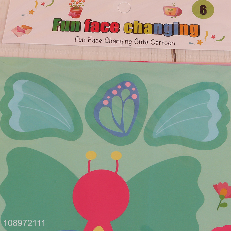 Good price butterfly shape cartoon kids face changing sticker