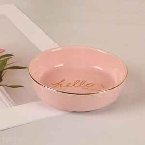 New product pink round ceramic home restaurant tableware plate