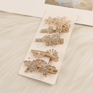 High Quality 5PCS Metal Rhinestone Hair Clips for Women Girls