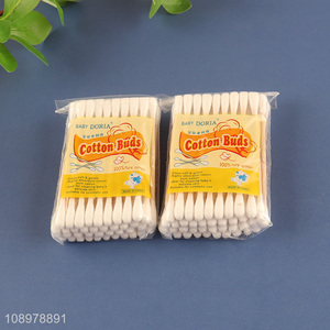 Good quality baby care disposable wooden stick cotton swab