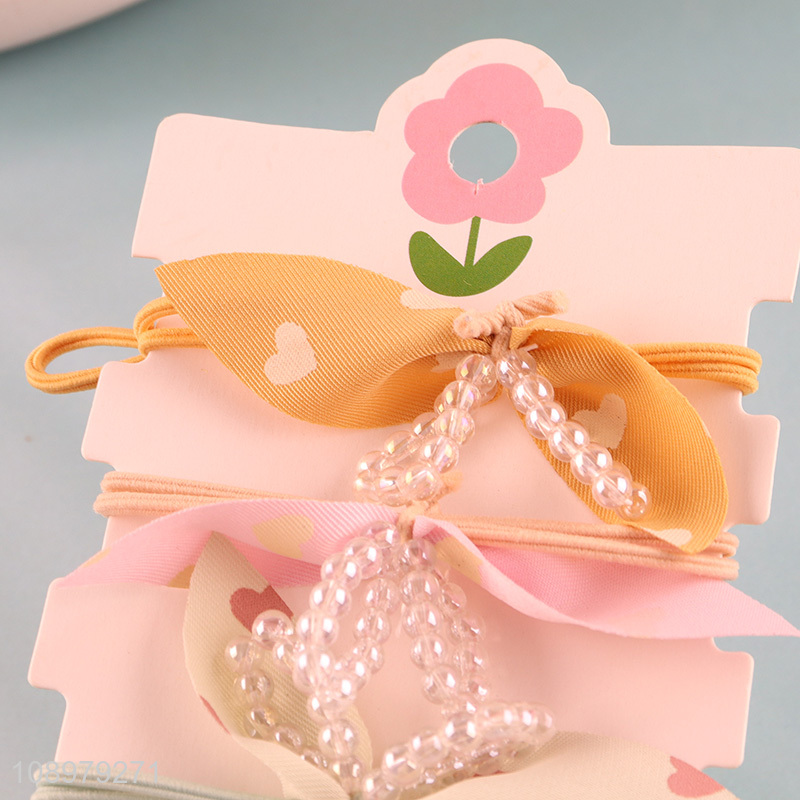 Hot products 5pcs bowknot girls hair ring hair rope for hair accessories