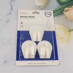 Low price 3pcs heavy duty <em>plastic</em> sticky <em>hook</em> adhesive <em>hook</em> wall <em>hook</em>